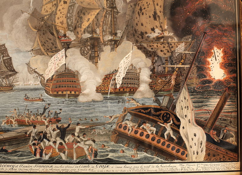 A batalha de Saintes, um grande combate no mar entre a França e a Inglaterra, vencido pelos Britânicos.