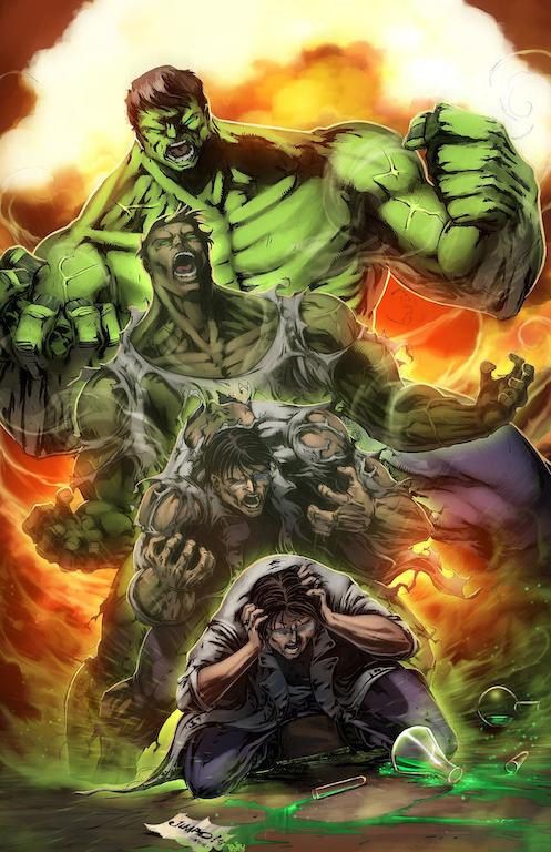 FanArt incrível da transformação Banner-Hulk-Banner, publicada no pinterest de kot war