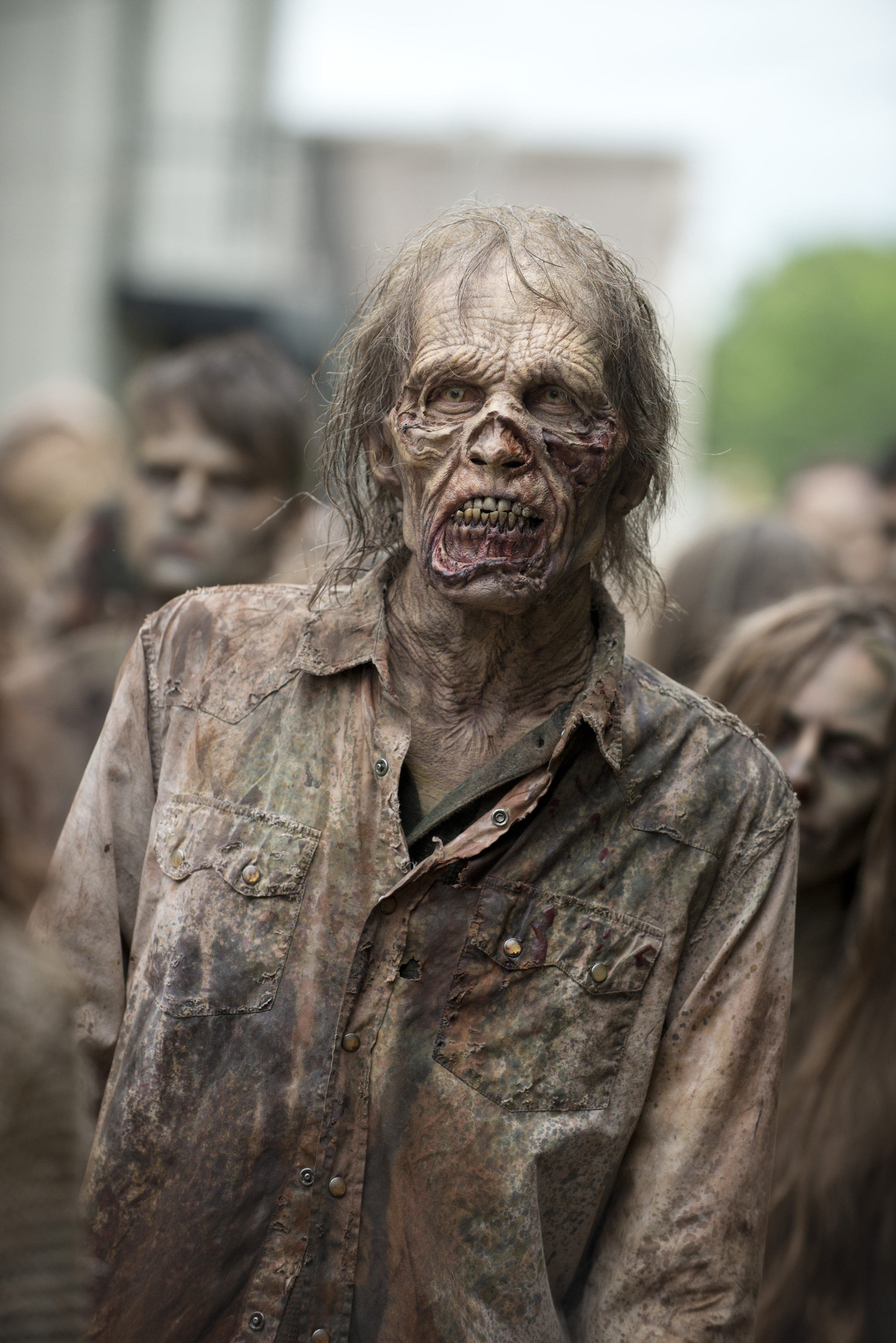 Zumbi da série de TV "The Walking Dead". Fotografia de Gene Page, da emissora AMC.