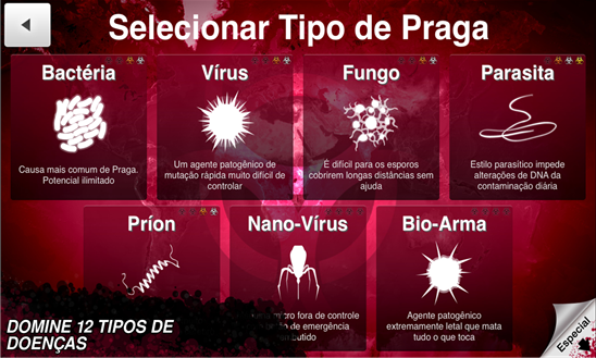 Imagem do jogo "Plague Inc." da Ndemic Creations; zumbi