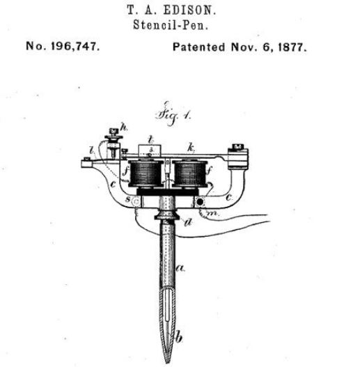 Tecnologia da caneta elétrica de Thomas Edison. 