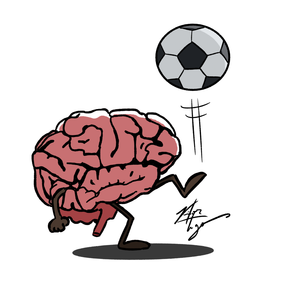 cérebro jogando bola