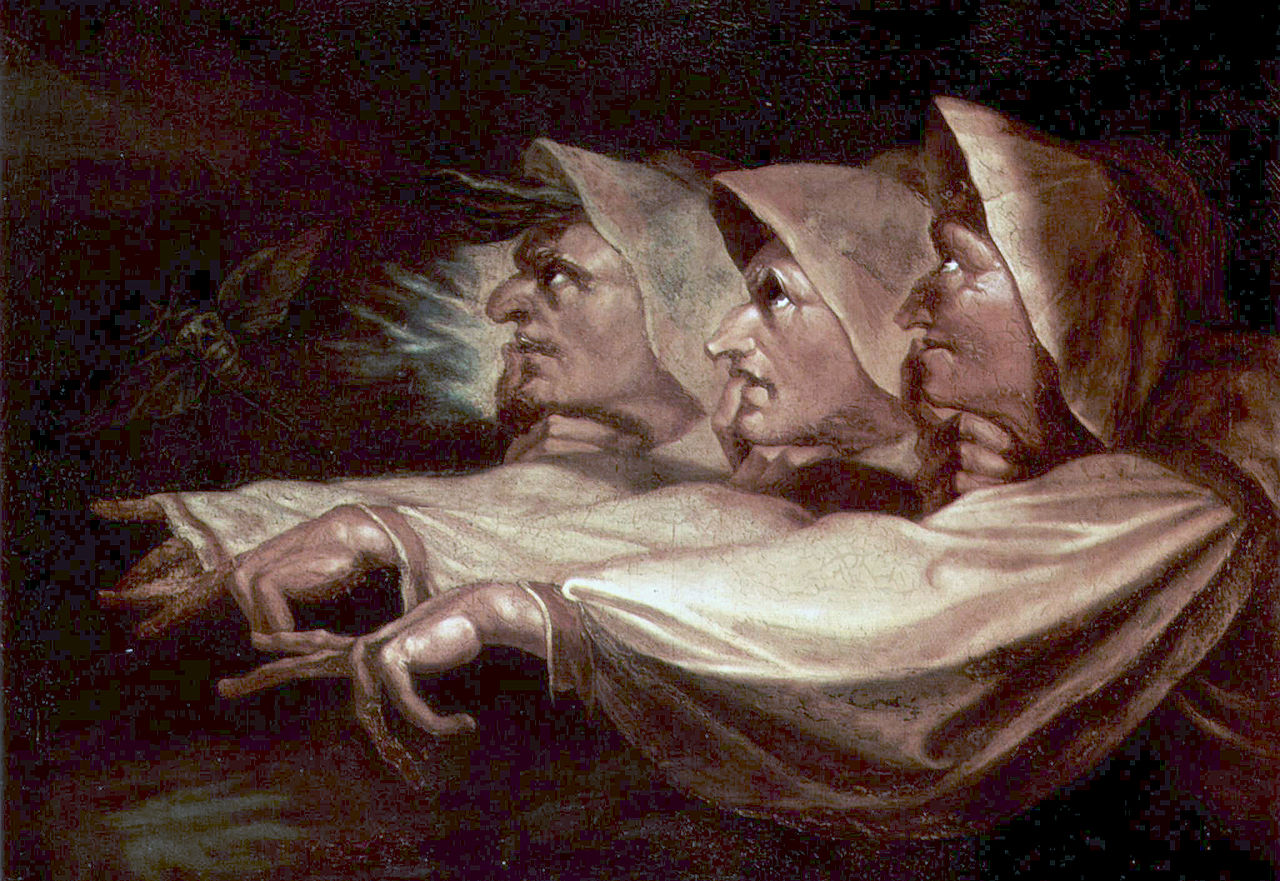Bruxa: as três bruxas de Macbeth (1783), do pintor suíço Johann Füssli.