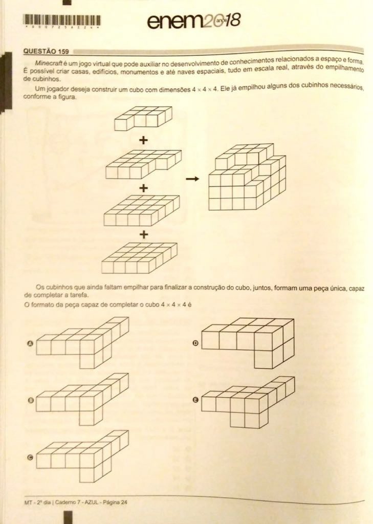 Enem 2018: Pergunta sobre Minecraft