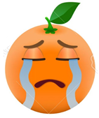 imagem de uma laranja em desenho chorando