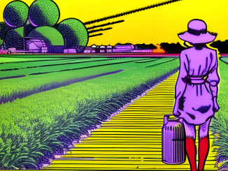 imagem criada por inteligência artificial mostrando uma mulher no campo usando um epi