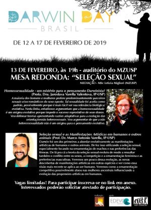 darwin day 2019 mesa seleção sexual Jarka e Marco no MZ-usp