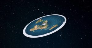 A visão da terra como um disco achatado girando no espaço