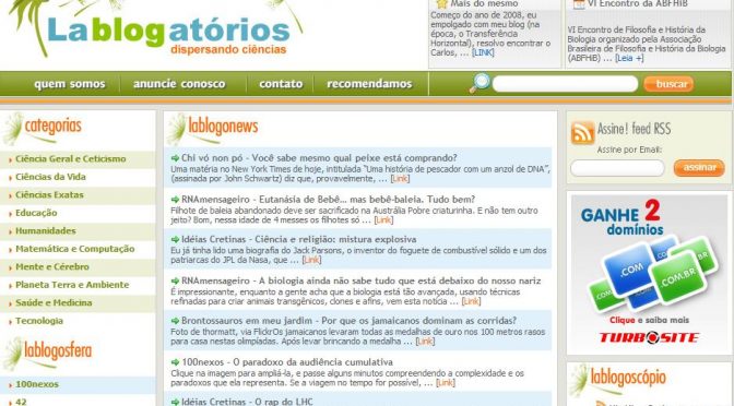 Primeiro portal brasileiro de blogs de ciência